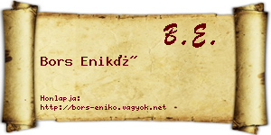 Bors Enikő névjegykártya
